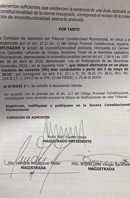 DÍA DEL TRABAJO, SENTENCIAS CONSTITUCIONALES PLURINACIONALES, TCP