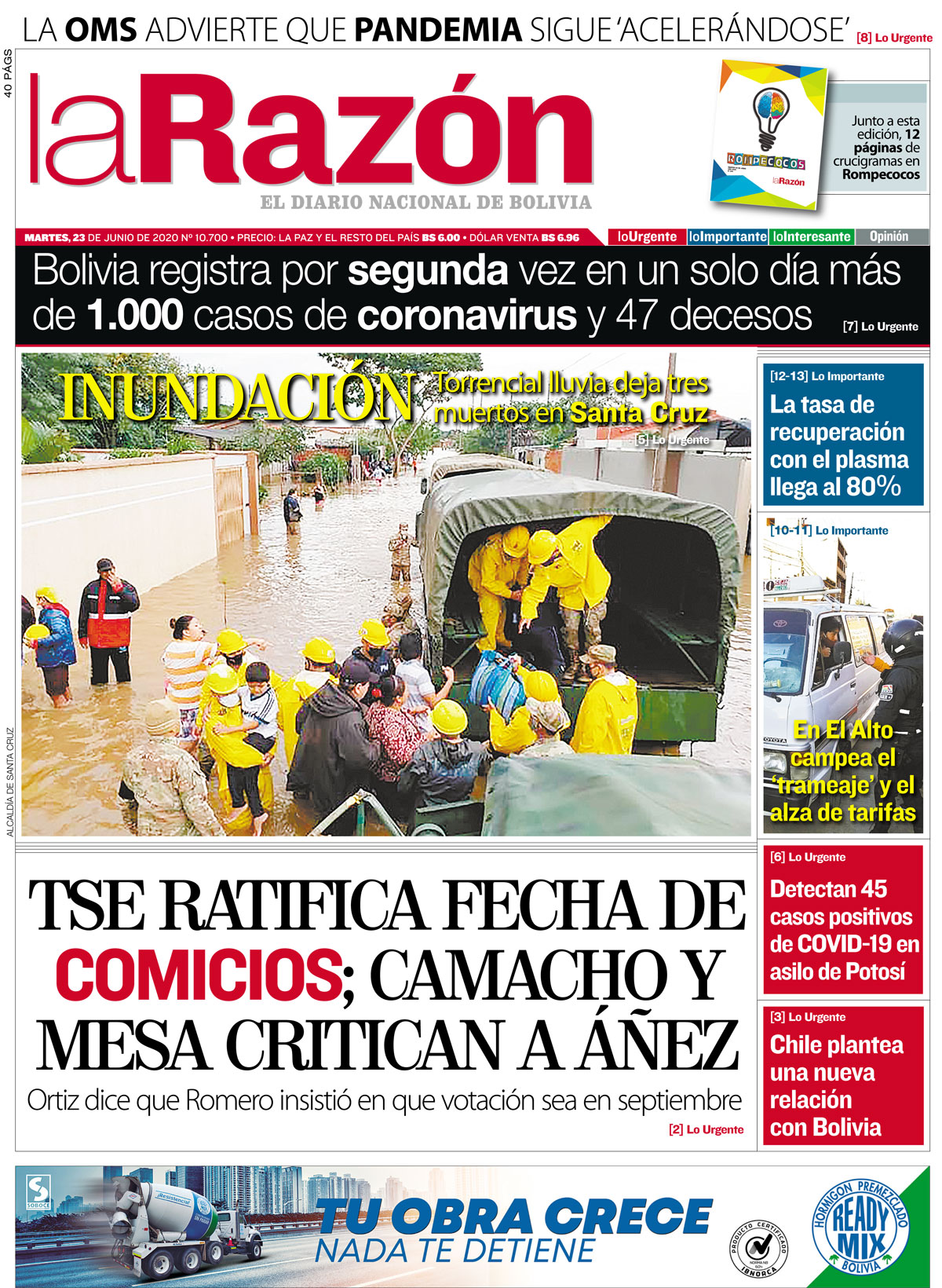 Portada La Razón, Martes 23 De Junio De 2020 - La Razón | Noticias De ...