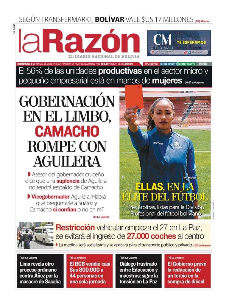 Tapa De La Razón Del Miércoles 8 De Marzo De 2023 La Razón