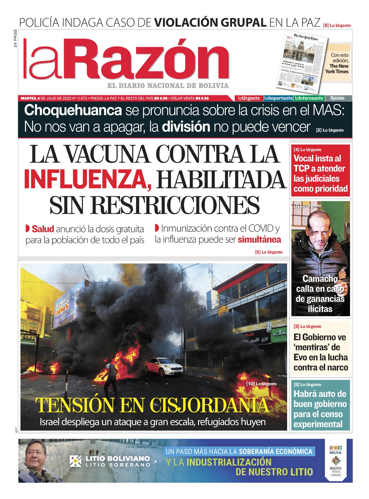 Portada Martes 4 De Julio De 2023 La Razón 6181