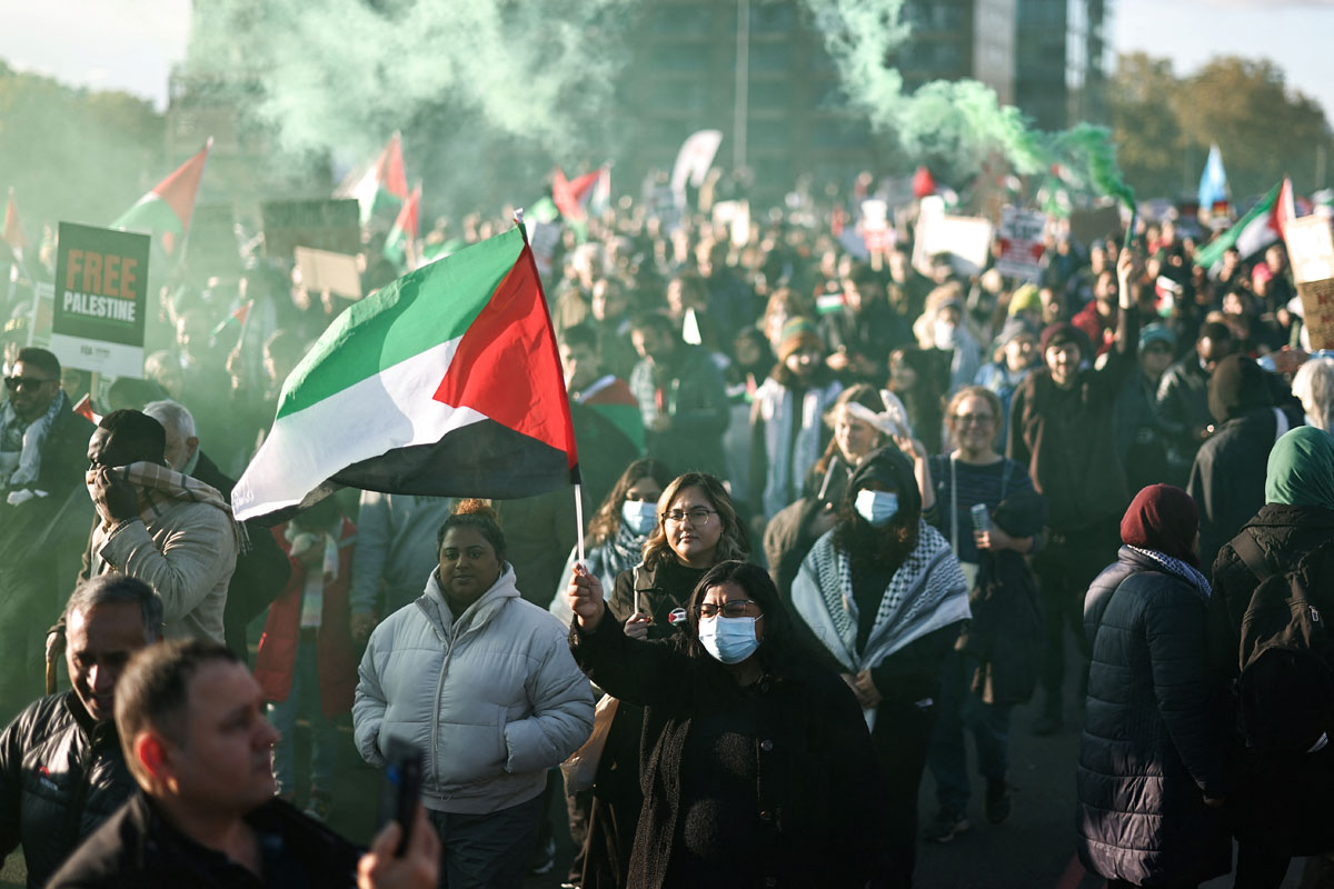 No son banderas italianas en una protesta a favor de Palestina